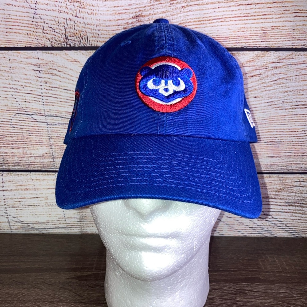 EUC MLB Chicago Cubs Strapback Cap Nee Era Cubby Logo Blue